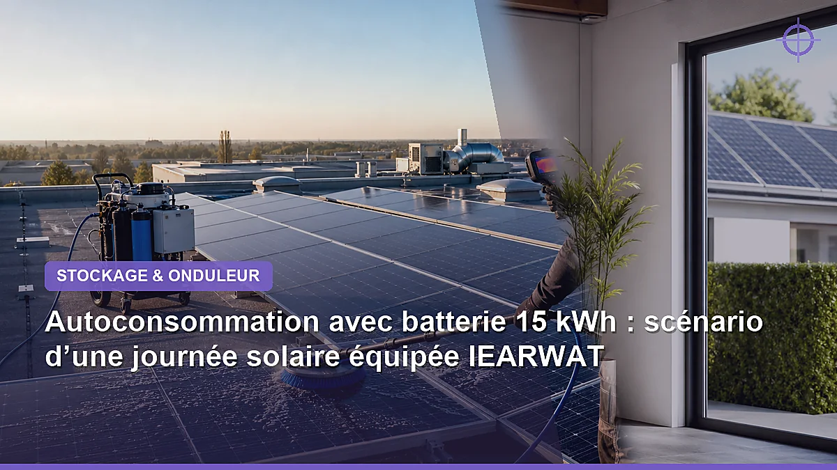 Autoconsommation avec batterie 15 kWh : scénario d’une journée solaire équipée IEARWAT