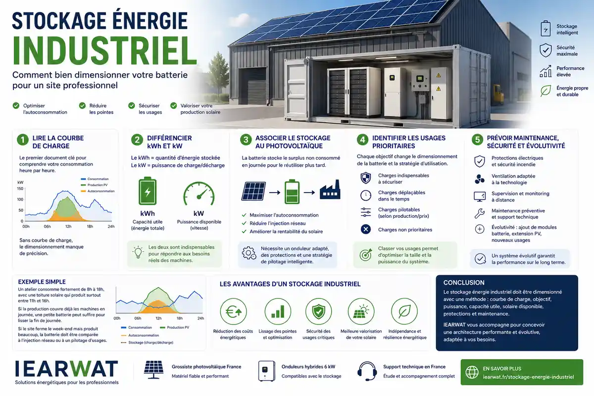 Stockage energie industriel : dimensionner une batterie pour entreprise